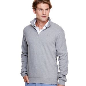 Vineyard Vines Jersey Quarter Zip with Logo - Gray - Size L